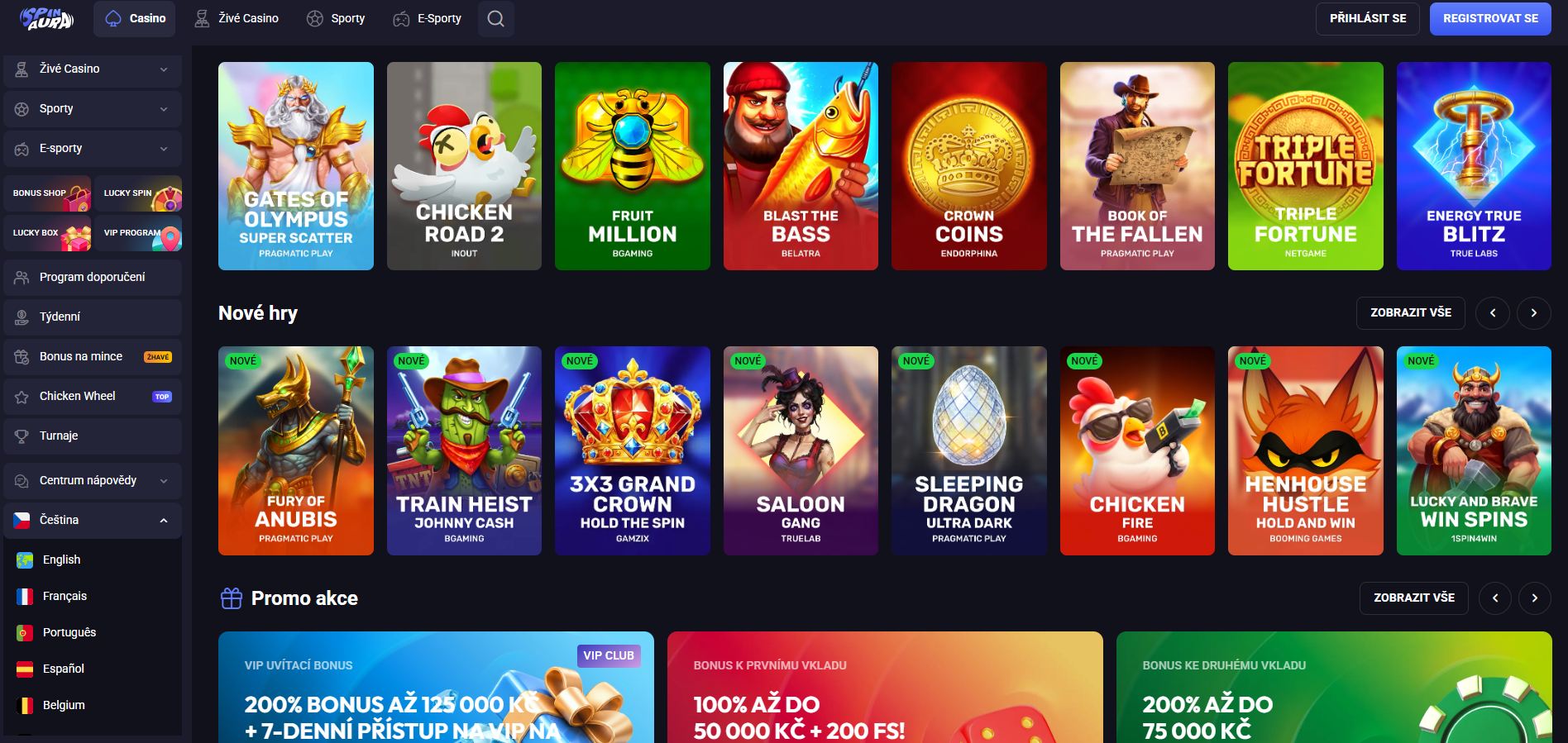SpinAura Casino nabízí herní výběr až 6 000 licencovaných online zábavních her